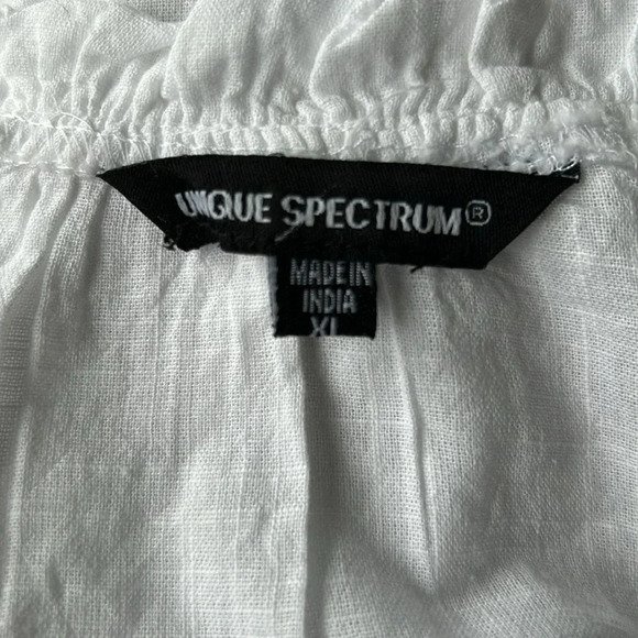 NWT Unique Spectrum white 100% cotton blouse embroidered balloon sleeves XL - Picture 8 of 11